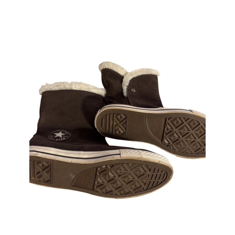 Converse Brown Suede Chuck Taylor Fall Winter Fuzzy Lined High Top Sneakers S 8 - Picture 5 of 7